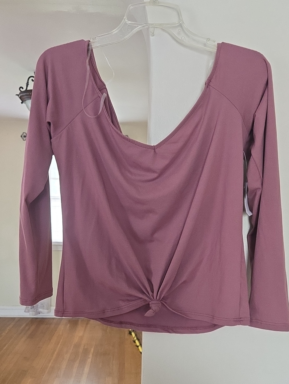 Charlotte Russe Mauve Long Sleeve V-Neck Twist Front Top